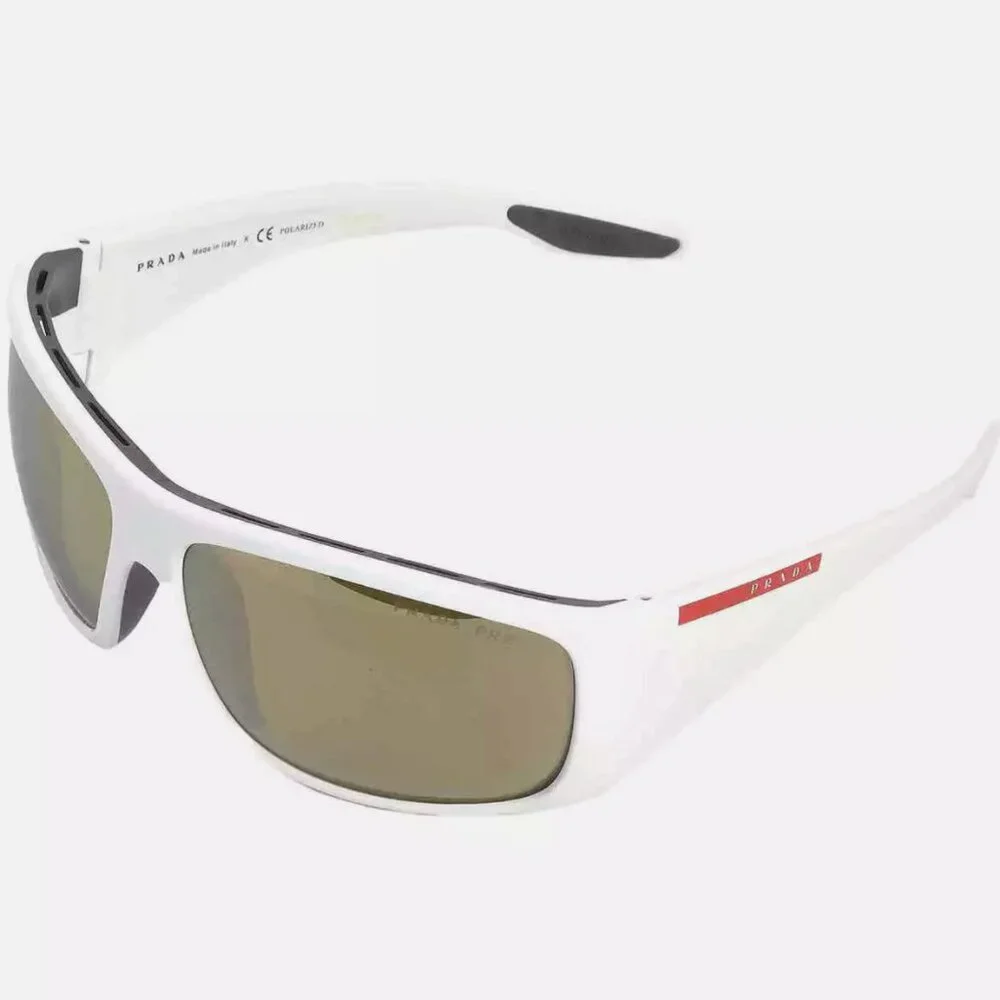 Prada Men's Polarized Brown Mirror Gold Sunglasses